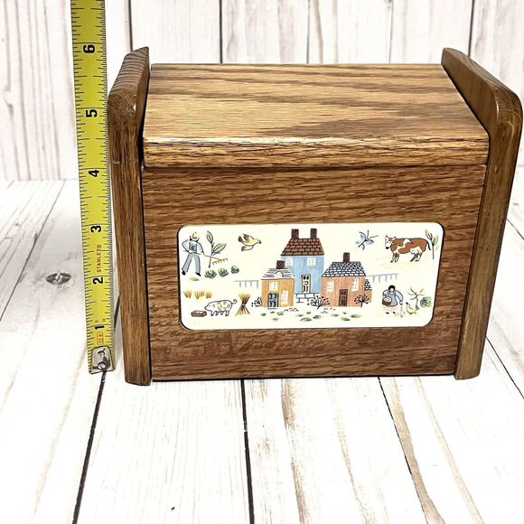 Vintage Good Wood Rustic Country Wooden Wall Mount Farmhouse Recipe Box New! - Picture 12 of 14